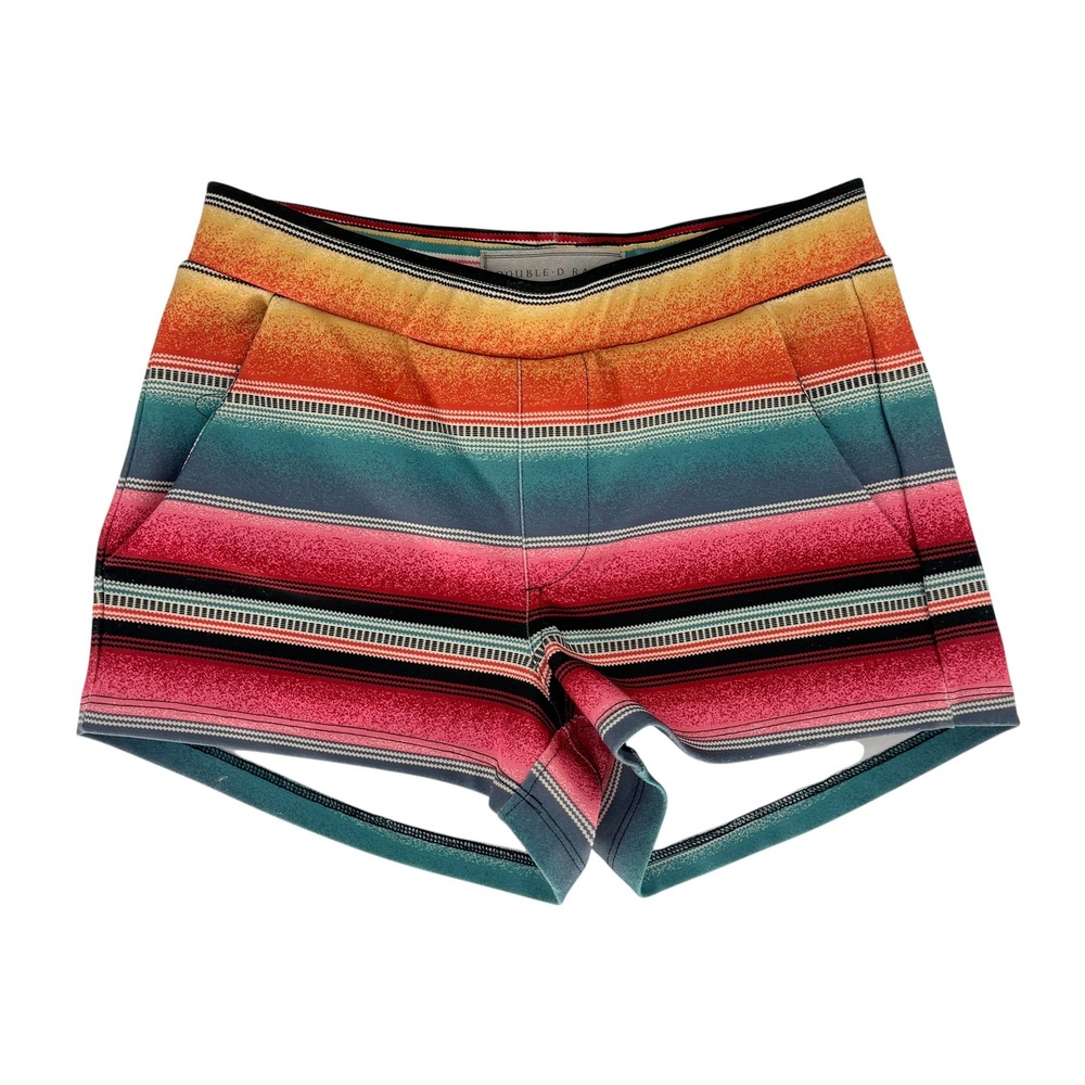 Double‎ D Ranch Womens XS Serape Stripe Western Shorts Stretch Pull On Hot pants